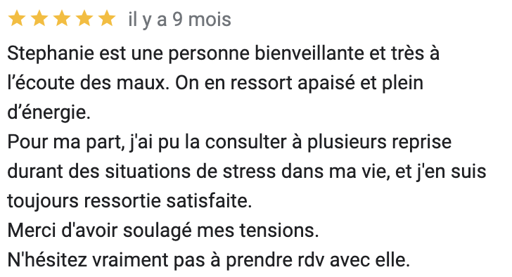 Avis 2 réflexologie palmaire réflexologie plantaire Stress Burn out Détente meilleur reflexologue Montpellier | Saint-Jean-de-Védas Stephanie Brisset